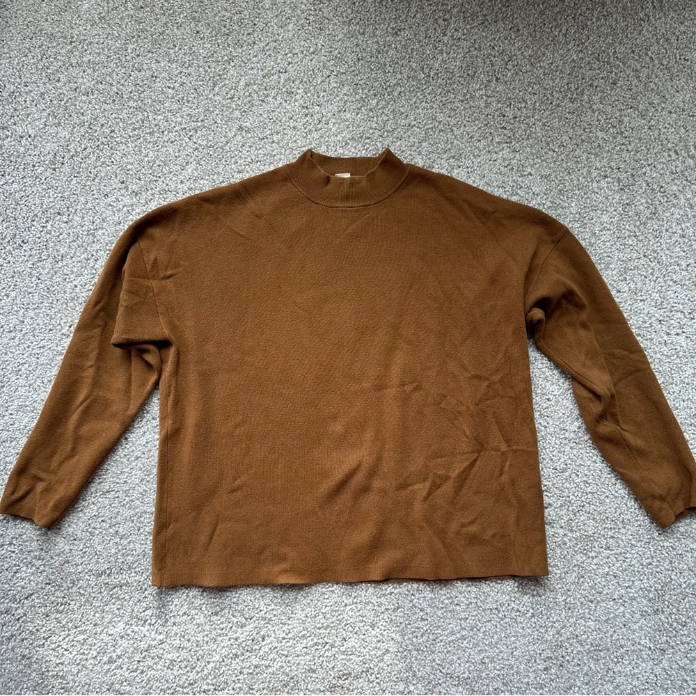 H&M medium ladies mustard yellow brown high neck mock turtleneck sweater